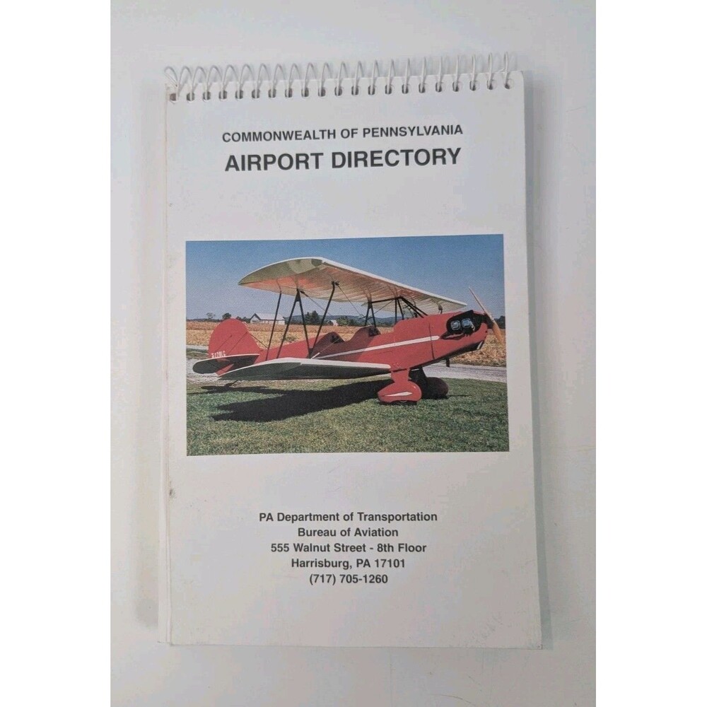 1997 Pennsylvania Airport Directory Bureau of Aviation PA DOT Pilot Maps Vintage
